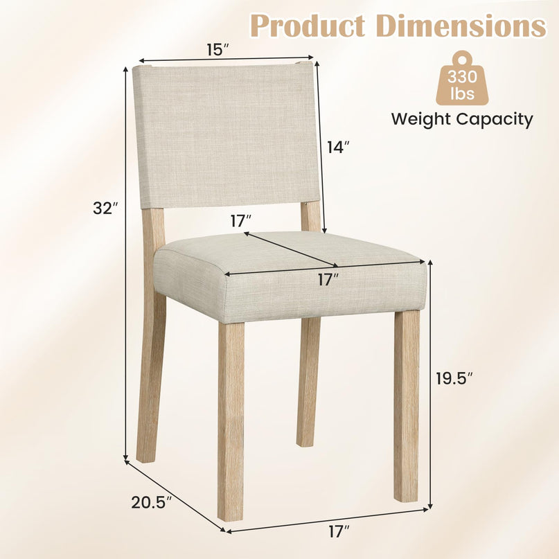 Set of 2/4 Upholstered Dining Chairs with Linen Fabric Seat