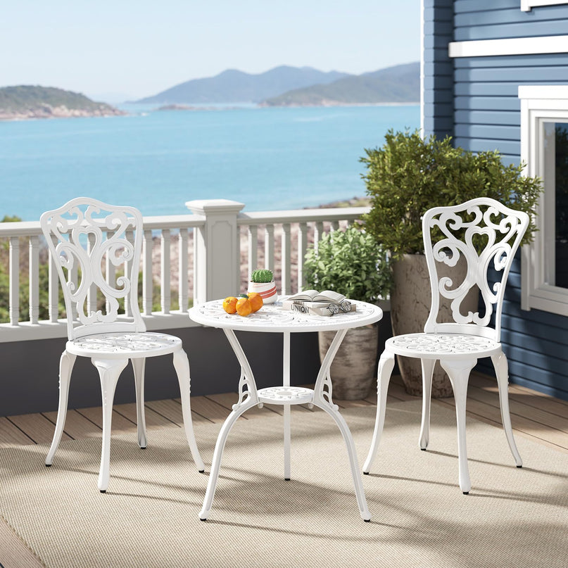 Giantex 3 Piece Bistro Set Cast Aluminum Porch Furniture (Vintage Victorian)