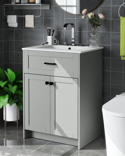 Giantex 24” Undermount Bathroom Cabinet with Ceramic Basin