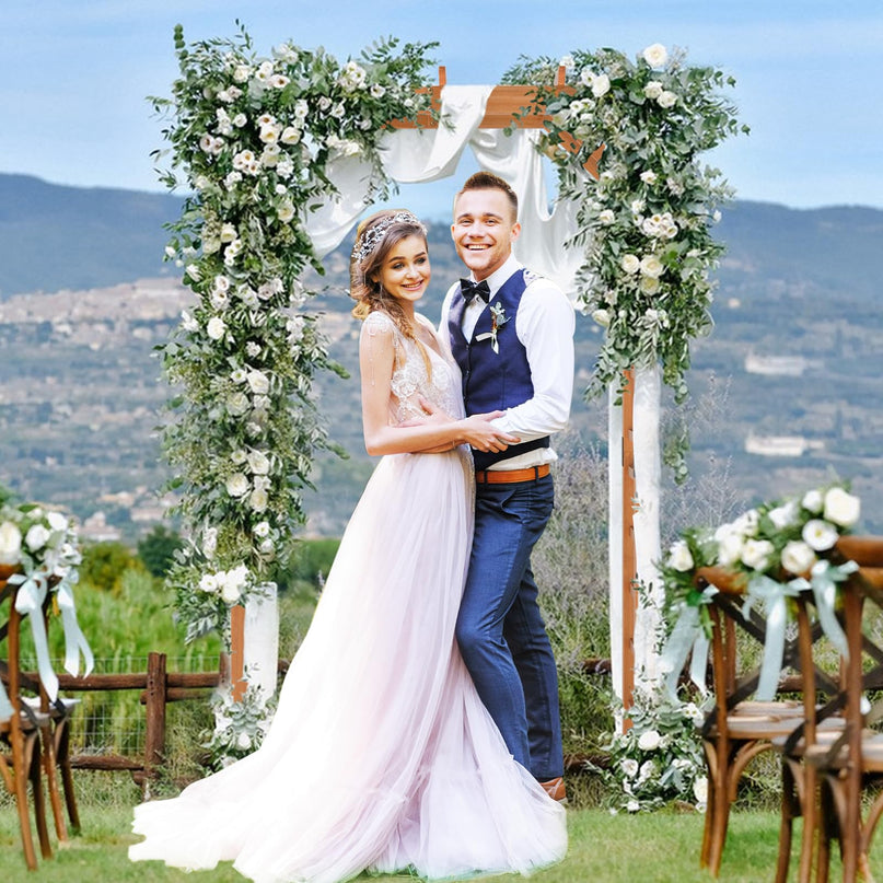 Giantex 7FT Wood Garden Arbor Trellis Wooden Wedding Arch for Ceremony Party