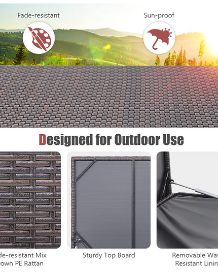 Giantex Outdoor Wicker Storage Box - 50 Gallon PE Rattan Storage Container with Lid, Mix Brown