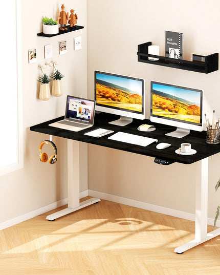 Giantex Bureau Debout Électrique à Double Moteur Réglable en Hauteur 140 x 71 cm avec Conception Anti-Collision
