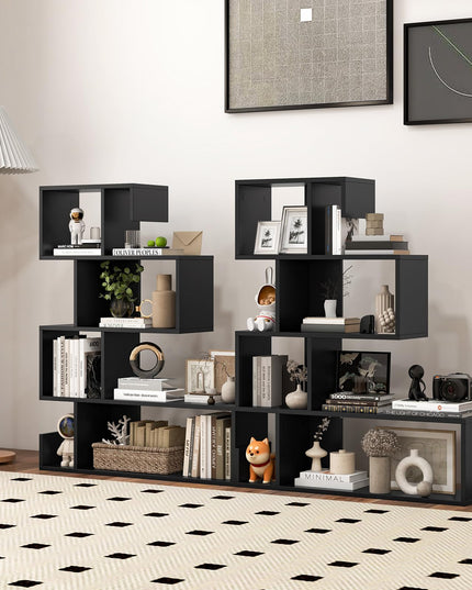 Giantex 5-Tier S-Shaped Bookshelf, Geometric Bookcase w/Open Cubes