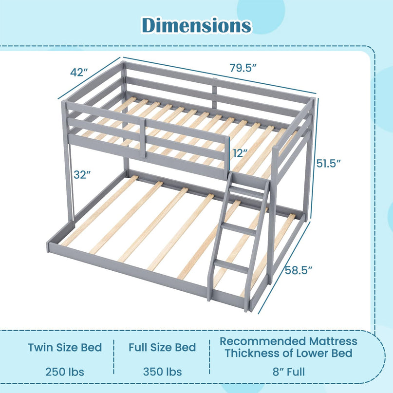Giantex Twin Over Full Bunk Bed for Kids