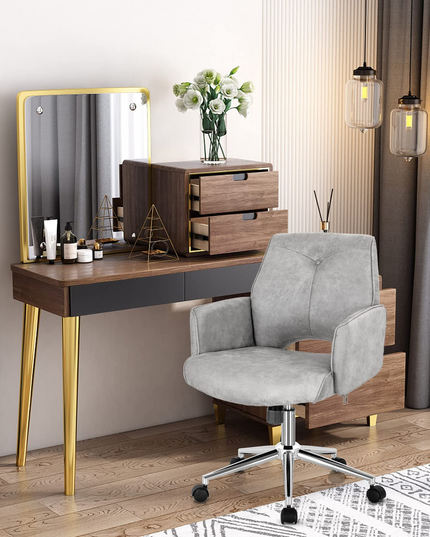 PU Leather Leisure Armchair Swivel Accent Chair with Upholstered and Rocking Function