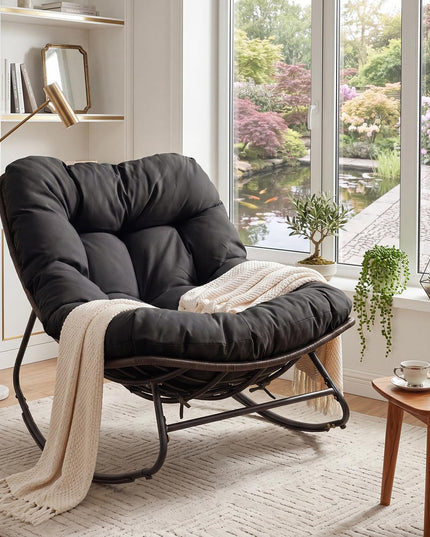 Giantex Oversized Rocking Papasan Chair w/Padded Cushion & Metal Frame