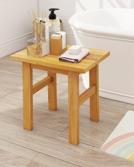 Giantex Solid Teak Shower Bench Stool for Bathroom