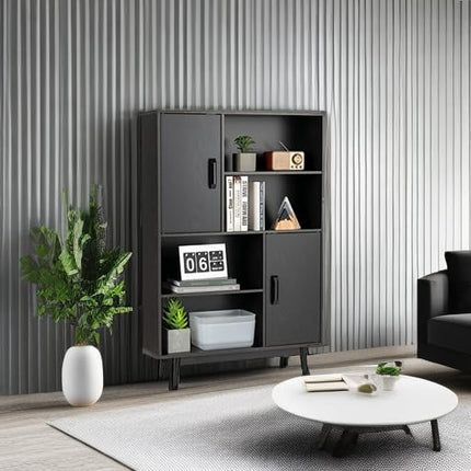 Giantex Storage Cabinet with Legs 4-Tier Bookshelf for Books & Photos
