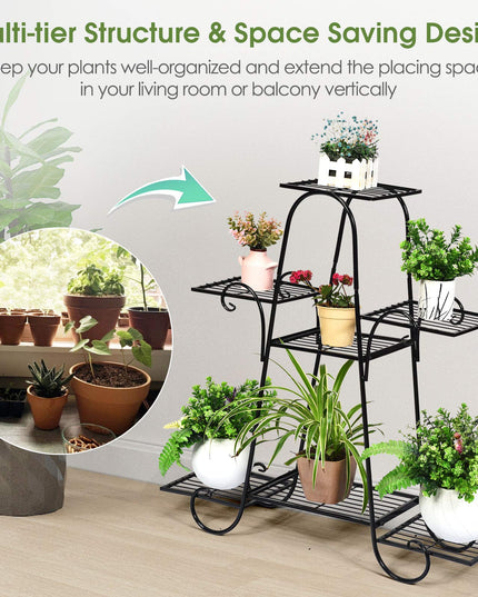 Giantex 7 Tiers Metal Plant Stand Flower Pots Holder