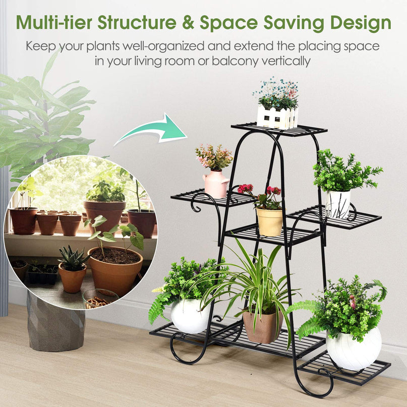Giantex 7 Tiers Metal Plant Stand Flower Pots Holder