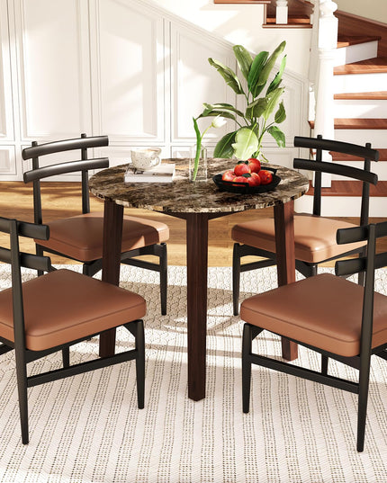 Giantex 35” Round Dining Table - Kitchen Table with Rubber Wood Legs