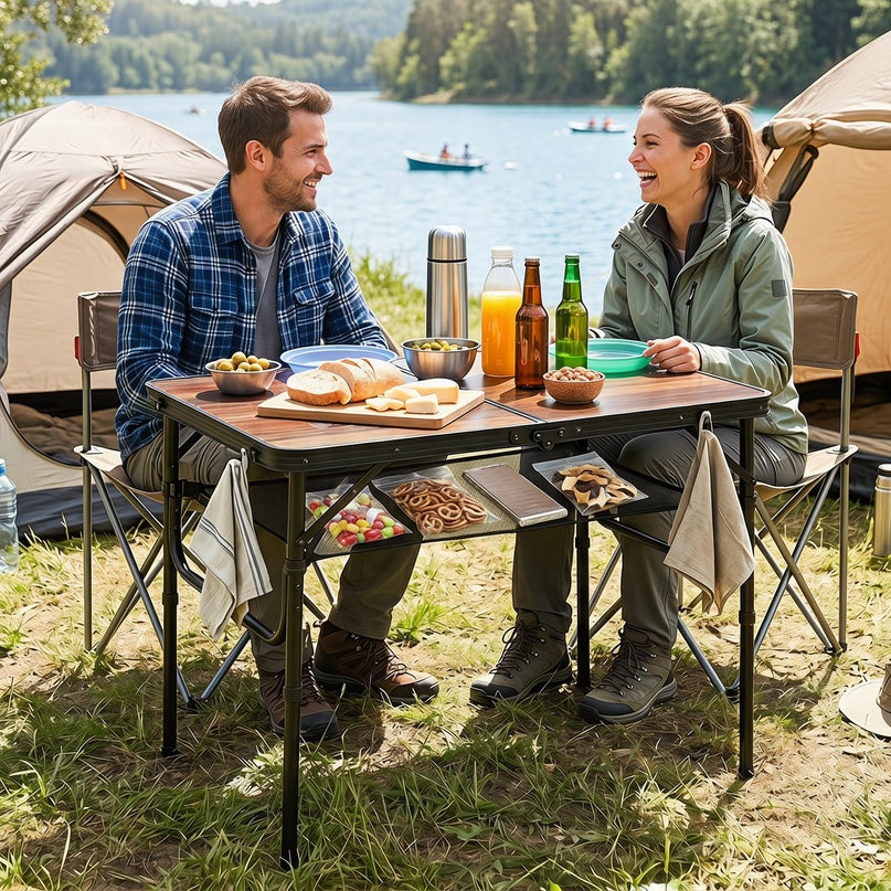 Giantex 3 FT Folding Portable Aluminum Picnic Table with Adjustable Heights