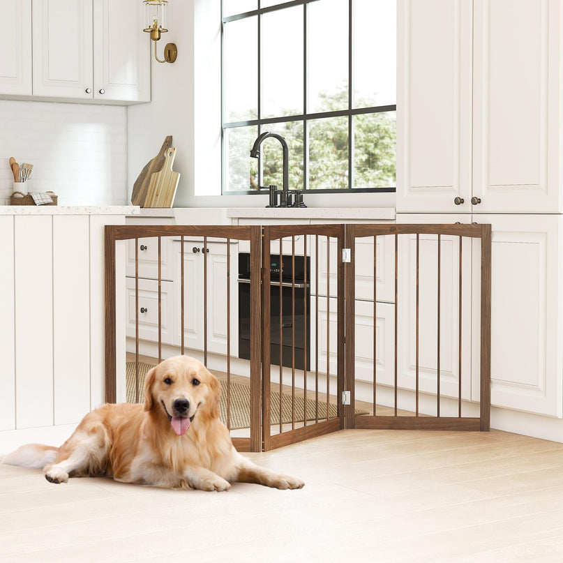 Giantex 63" W x 30" H Foldable 3-Panel Freestanding Dog Gate for Small Medium Dogs