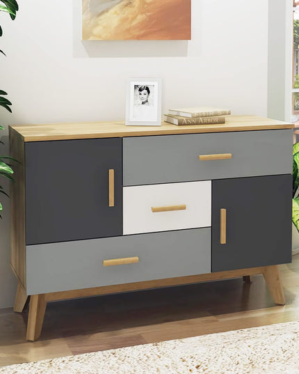 Free-Standing Storage Cabinet, Floor Cabinet with 2 Doors & 3 Drawers
