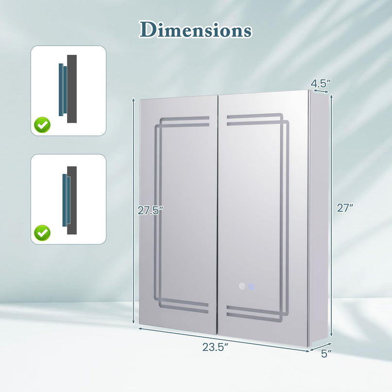Giantex  LED Lighted Bathroom Mirror Cabinet with 3 Light Colors