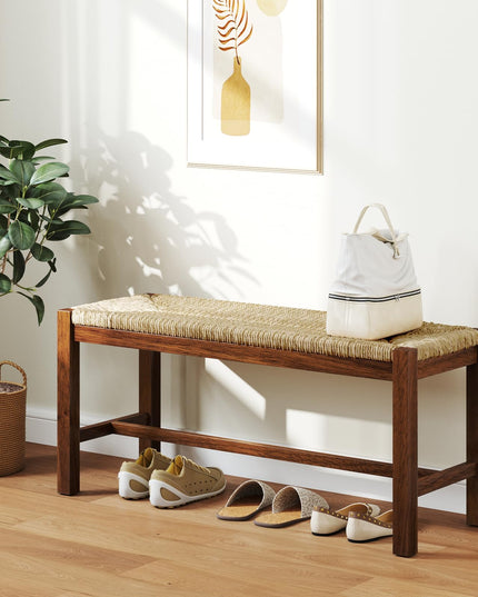 Giantex Dining Bench with Woven Seagrass Woven Seat