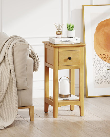 Giantex 23.5" H Side Table w/Open Storage Shelf & Solid Wood Frame No Assembly Needed