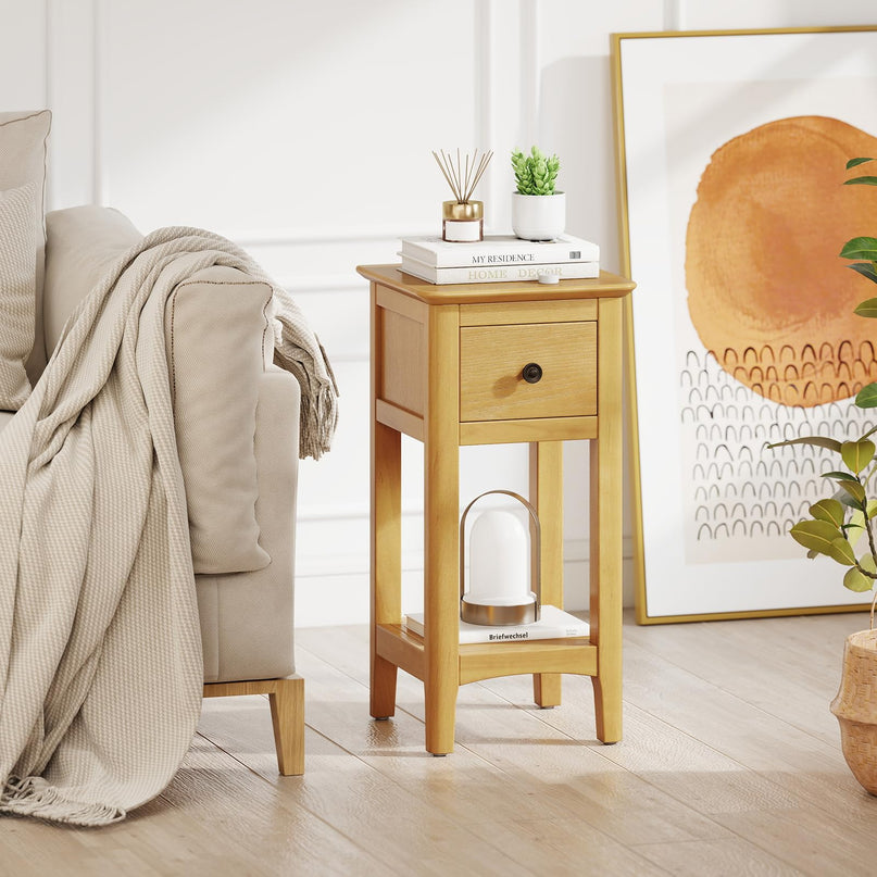 Giantex 23.5" H Side Table w/Open Storage Shelf & Solid Wood Frame No Assembly Needed