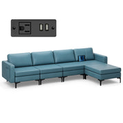 4 Seat Chaise Lounge 1 USB Socket / Blue