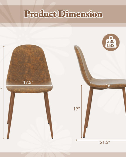 Giantex Upholstered Dining Chairs Set of 4 | Mid-Century Modern Leisure Armless Chairs