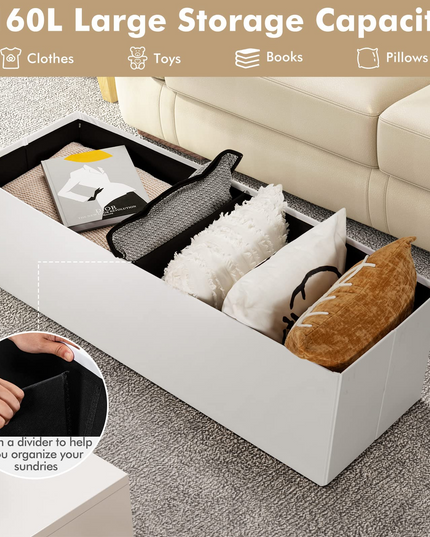 Giantex 45" Folding Storage Ottoman Bench, Faux Leather
