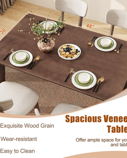 Giantex 5-Piece Dining Table Set for 4, Kitchen Table Set with 48” Dinner Table, Padded Seat, Rubber Wood Legs