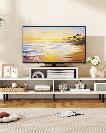 Meuble TV Giantex 3 cases pour téléviseurs jusqu'à 70 pouces, meuble de divertissement avec compartiments de rangement ouverts