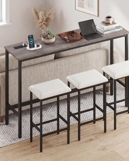 Giantex 4 Piece Bar Table and Chairs Set with Power Outlet