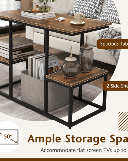 Giantex TV Stand for 50-Inches TVs - Industrial Sofa Table with Open Storage Shelves, 2-Tier Display Rack