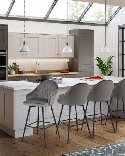 Giantex Modern Low Back Bar Chairs for Kitchen, Pub, Bistro, Grey