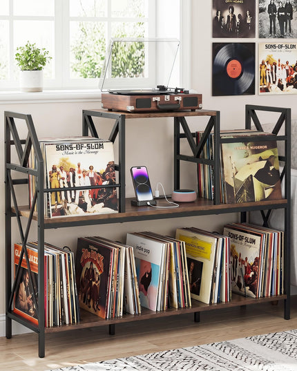 Giantex Large Record Player Stand with Charging Station
