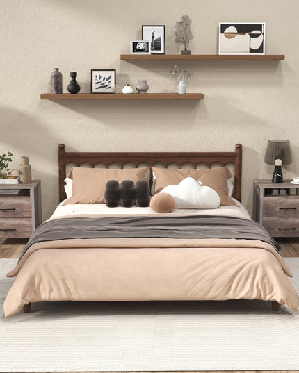 Giantex Farmhouse Nightstand, Rustic Wood Bedside Table