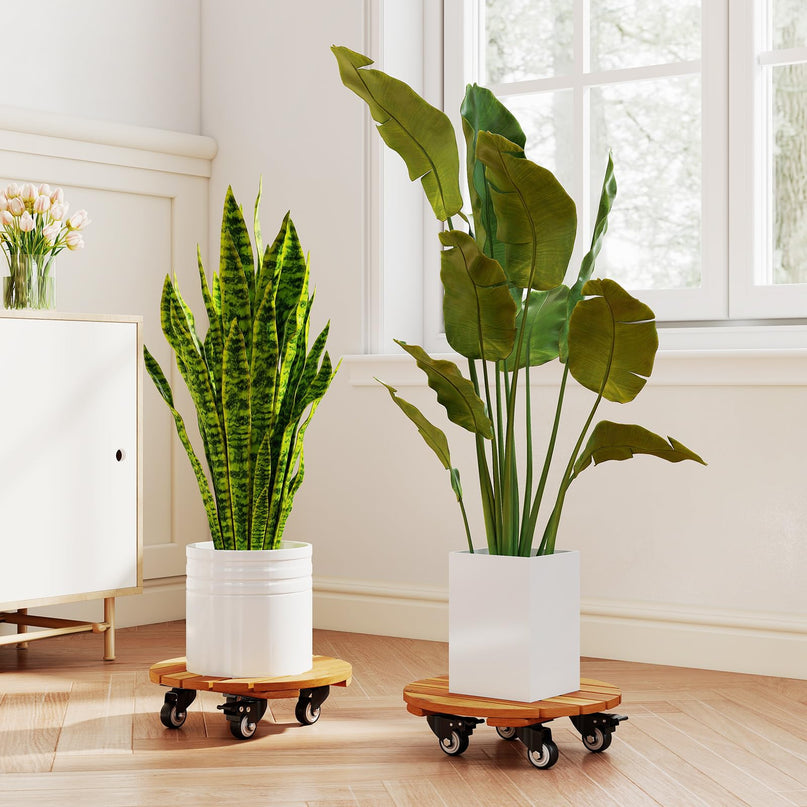 Giantex 2/4 Pcs Plant Caddy with Wheels