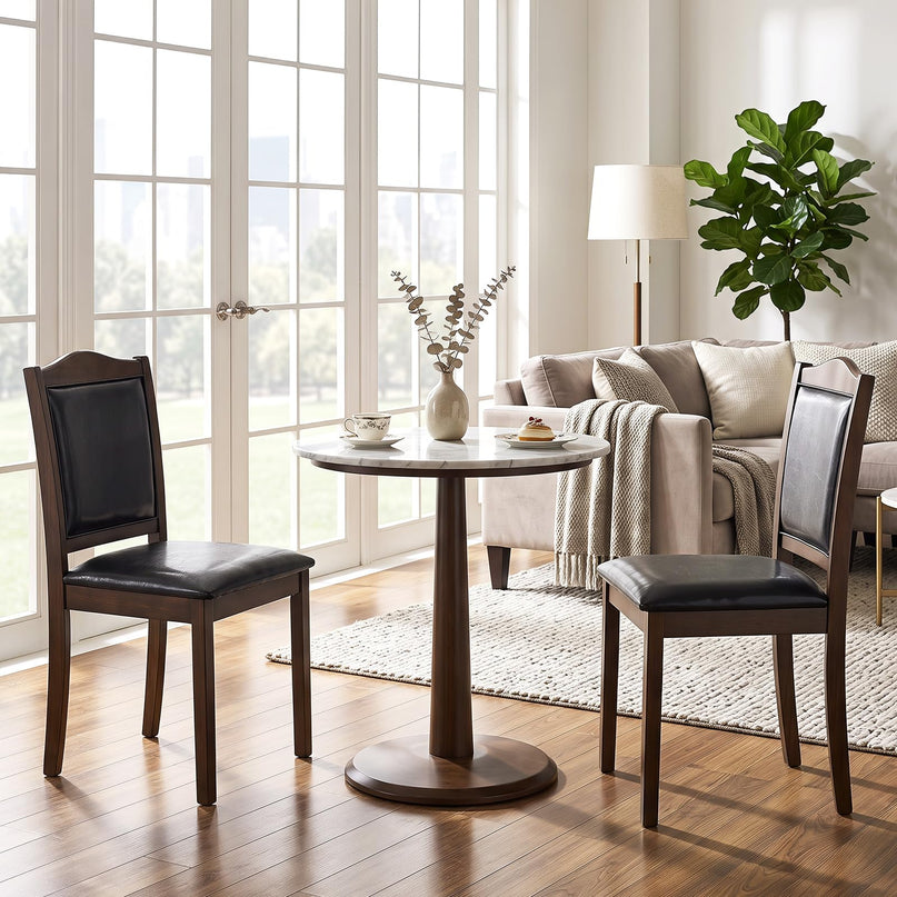 Giantex Wooden Dining Chairs Set of 2/4 | Faux Leather Padded Seat & Back