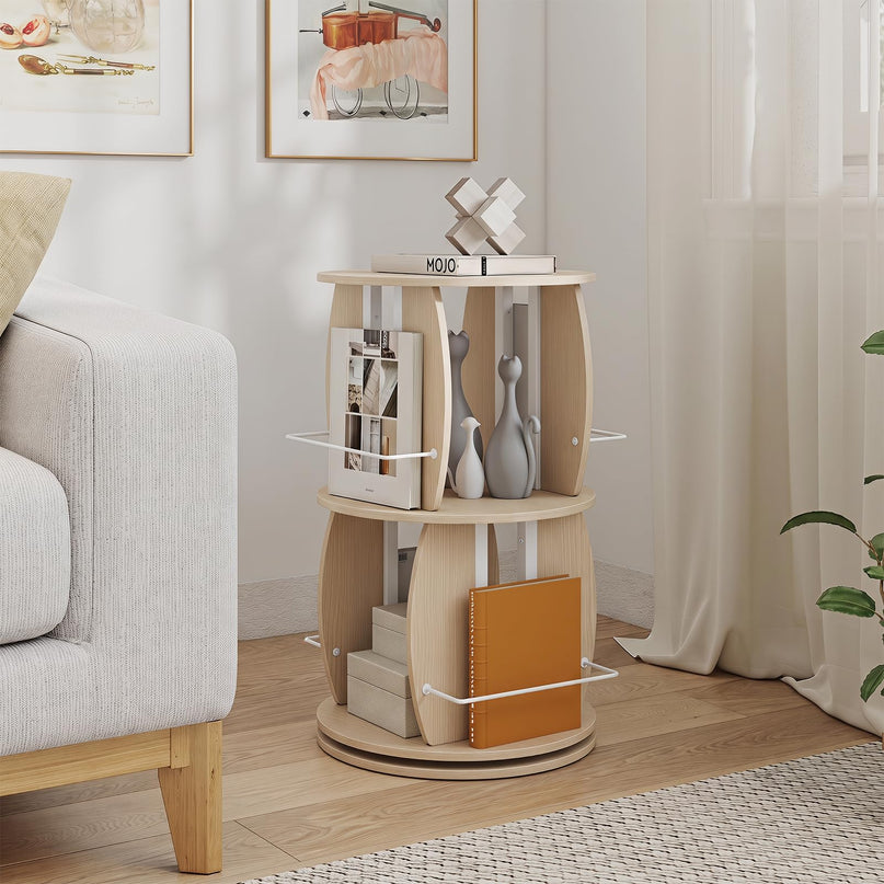 GIANTEX 2/4-Tier 360° Rotating Round Bookshelf Tower