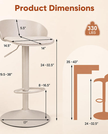 GIANTEX Swivel Bar Stools Set of 2/4 for Dining Room Island