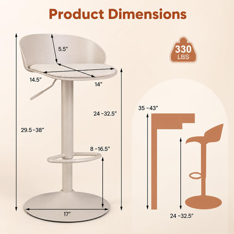 GIANTEX Swivel Bar Stools Set of 2/4 for Dining Room Island