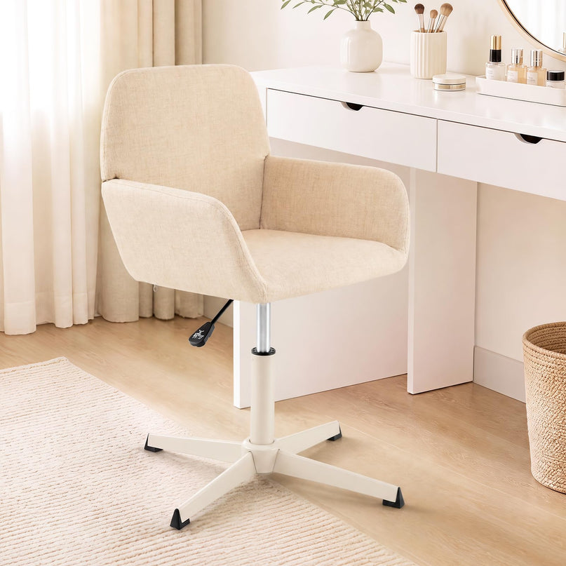 GIANTEX Vanity Chair with Back | 360° Swivel Armchair w/Adjustable Height (1/2)