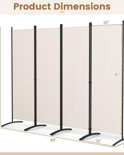 Giantex 4 Panel Room Divider, 5.6Ft Folding Screen, Home Office Freestanding Tall Partition