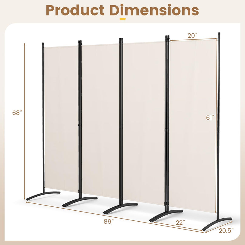 Giantex 4 Panel Room Divider, 5.6Ft Folding Screen, Home Office Freestanding Tall Partition