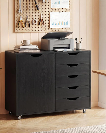 Giantex 5-Drawer File Cabinet with Door Mobile Printer Stand((31" W x 16" D x 25.5" H)