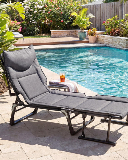 Chaise longue pliante Giantex pour patio avec coussin pour salon