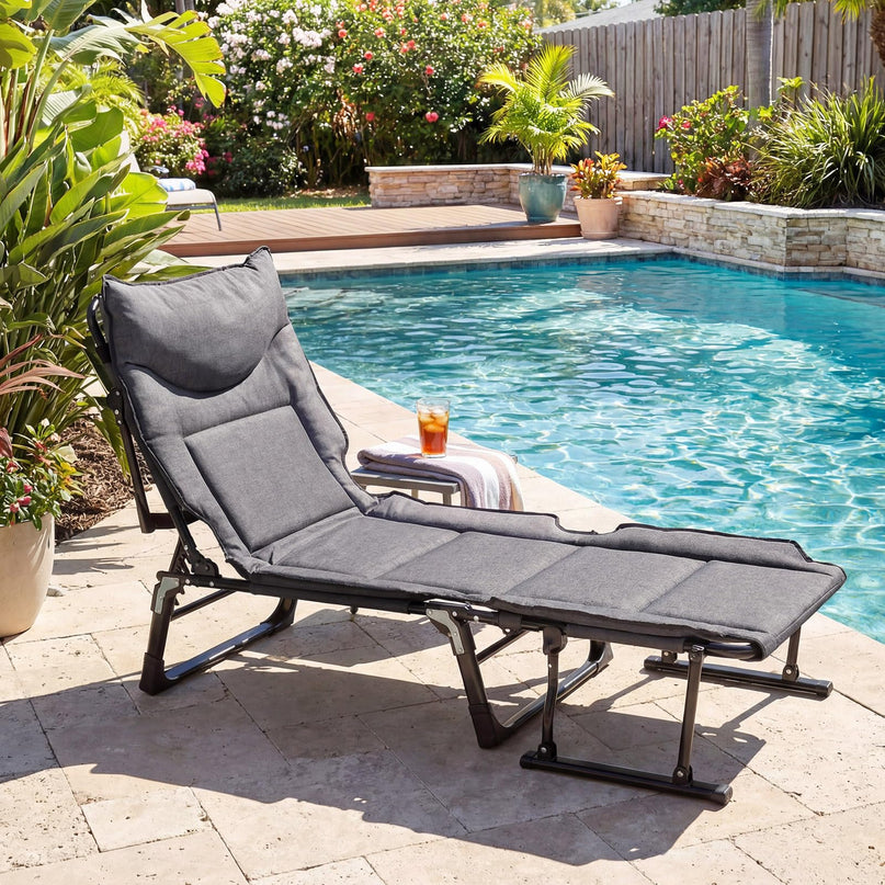Chaise longue pliante Giantex pour patio avec coussin pour salon
