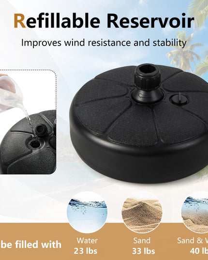 Giantex Fillable Umbrella Base, Water and Sand Filled Umbrella Stand, Fits 1.5" Patio Umbrella Pole