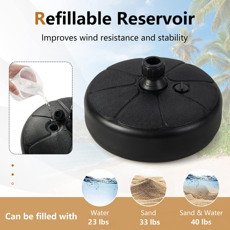 Giantex Fillable Umbrella Base, Water and Sand Filled Umbrella Stand, Fits 1.5" Patio Umbrella Pole