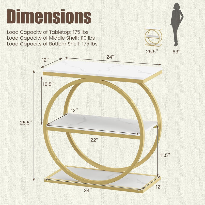 GIANTEX 3-Tier Faux Marble Narrow End Table with Storage (1/2)