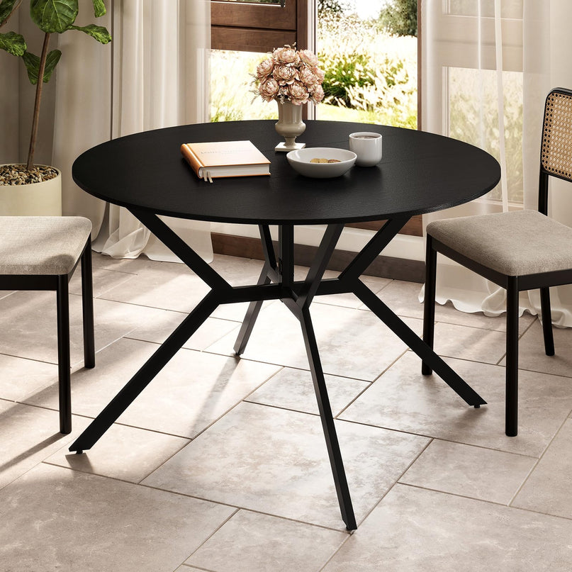 Giantex Folding Dining Table for 4-6 People 47" Round Drop Leaf Table