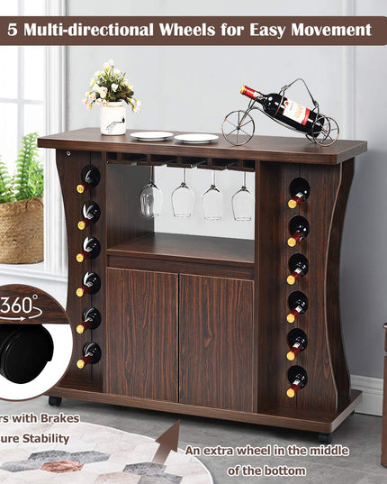 Buffet Server, Rolling Sideboard, Wood Credenza, Console Table