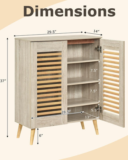 Giantex Shoe Cabinet with 2 Louvered Doors for Entryway