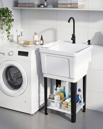 Freestanding Utility Sink with Faucet & Drain Kit